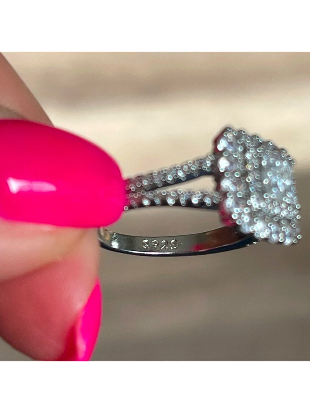 Sterling Silver 925 Princess Shape Ring - Picture 3 of 3